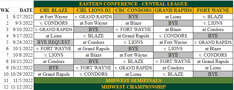 Eastern Conference_Center League Fall 2022 Schedule